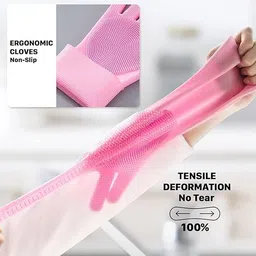 hemaverse Multicolor Silicon Glove |Kitchen Dish Washing Cleaning Scruber Pet Toilet clean Wet and Dry Glove image 3