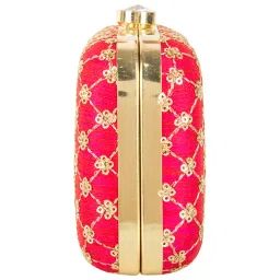 Parizaat By Shadab Khan Hot Pink Sparkling Bridal Clutch image 3