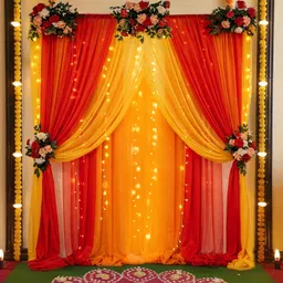 special you Yellow, Orange, Red Chiffon-like Fabric, Wedding Decoration Items for Haldi, Mehndi Backdrop Decor image 1