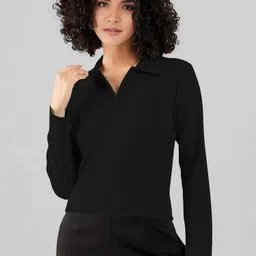 kashonaa Casual Regular Sleeves Solid Women Black Top-picture-27