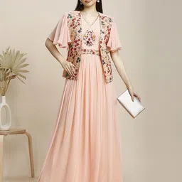 madhuram textiles Solid Georgette Stitched Anarkali Gown-picture-10