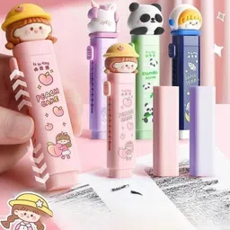trujoy Shaped Cute Erasers Push Pull Design Retractable Erasers Pastel Aesthetic Pencil Non-Toxic Eraser image 5