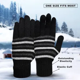 loom legacy Solid, Self Design, Woven Winter Men Gloves image 3