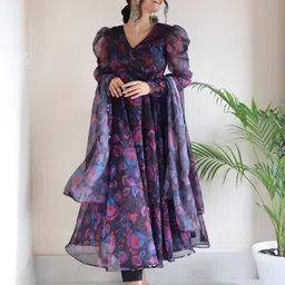 hrienterprise Printed Georgette Stitched Anarkali Gown image 4