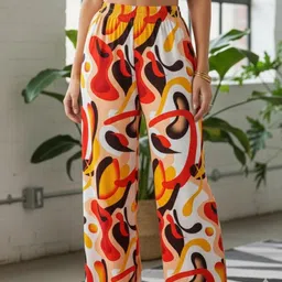 vagisha Women Regular Fit Multicolor Polyester Trousers image 4