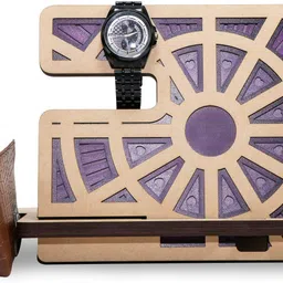 Hiki Ziki Wooden Docking Station Docking Station MDF for Mobile Nightstand Organizer Watch Key Holder Pen Lapdesk Laptop Stand-picture-10