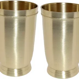 a & h enterprises (Pack of 2) Heavy Handmade Matte Finish Brass Water Drinking Glass Set - Set of 2 pcs H72 Glass Set Water/Juice Glass-picture-29