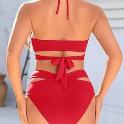 verma creation Woven Women Bikini Red Swimsuit image 2