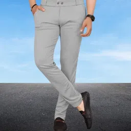 civirasttyle Men Slim Fit Grey Cotton Blend Trousers-picture-17