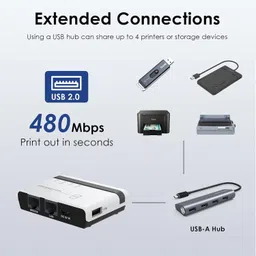 atdaraz Wireless USB Print Server with 10 / 100Mbps LAN / Bridge WiFi USB2.0 Ethernet, Wireless Print Server image 2