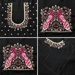 rajvilash Unstitched Cotton Silk Blouse Material Embroidered-picture-28