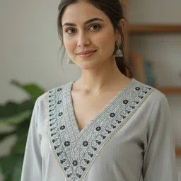 ricf royals india fashion collection Women Cotton Blend Kurti Pant Set image 4