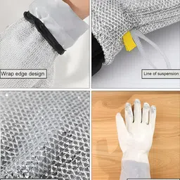 nithyastore Steel Dishwashing Gloves washing Gloves Wet and Dry Glove (Free Size Pack of 2) Wet and Dry Disposable Glove Set image 4