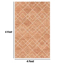 saraswati global Orange Geometric Wool 4 ft x 6 ft Hand-Tufted Carpet image 3