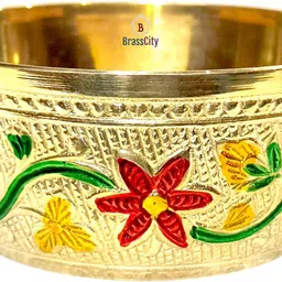 brasscity Brass Serving Bowl Brass Floral Design Embossed Bowl image 2