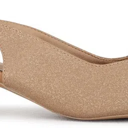 inc.5 Womens Beige Ethnic Solid Narrow Toe Block Heel Mules For Women image 4