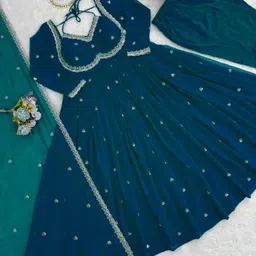 mahamstore Solid Georgette Stitched Anarkali Gown image 4