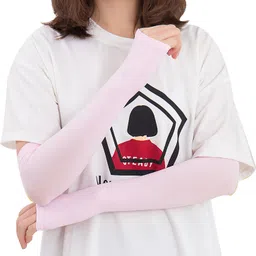 aadikart Pink Arm sleeve and Black Full face cover for men and women Size : Free Combo image 4