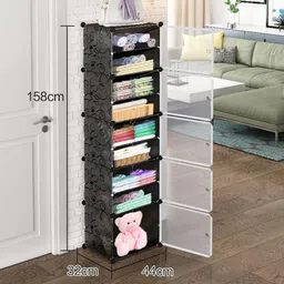 toriyox 5 Door 10 Shelf Plastic Wardrobe PC Collapsible Wardrobe image 2