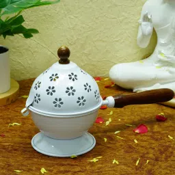 sone key chidiya White Spiritual Metal Dhoop Dani image 1