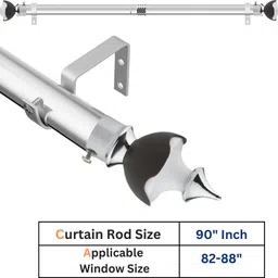 Brown, White Curtain Knobs, Curtain Rods, Rod Rail Bracket Metal-image-49