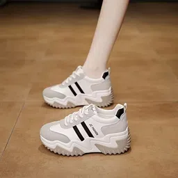 Fabbmate Casual Sports shoes White Sneakers for Women Girls White Shoes Sneakers For Women image 4