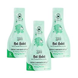 Nat Habit Set of 3 Moong Nourish Bath Ubtan Skin Polishing  Brightening-80g (Each)-picture-39