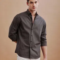 jai textiles Men Slim Fit Striped Mandarin Collar Casual Shirt image 5