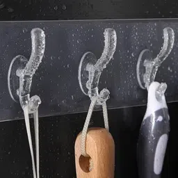 softbliss 6 in 1 Self Adhesive Waterproof Transparent Heavy Duty Wall Hook Hook 6 image 3
