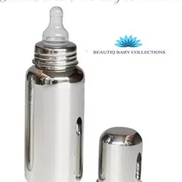 Stainless Steel Baby Feeding Bottle 220ml with High Grade Silicon Nipple - 220 ml-image-10