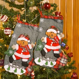 MARKET99 Grey & Red 2 Pieces Christmas Stockings Festive Christmas Decor-image-34