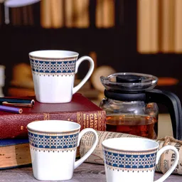 SONAKI White & Blue 6 Pieces Printed Bone China Glossy Mugs 180 ml Each-picture-25
