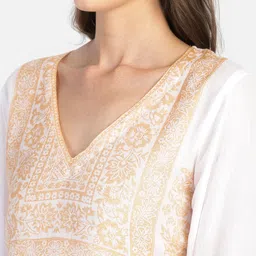 Aditi Wasan White & Orange Embroidered Tunic image 5