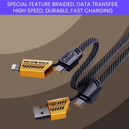 NANDGHER 4-in-1 Cable 1 m 4-in-1 Multi-Port Fast Charging, Data Sync Cable for Lightning, Type-C, USBA157-image-34