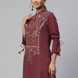 Nayam By Lakshita Mandarin Collar Embroidered Ethnic Tunic image 4