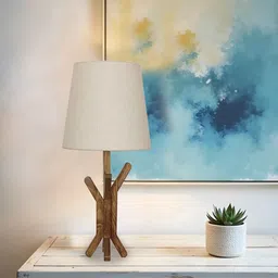 Vrikshya Wooden Table Lamp with Jute Shade & Brown Base by Symplify image 4