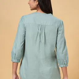 AKKRITI BY PANTALOONS Embroidered Mandarin Collar Cotton Tunic image 5