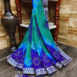 KANOODA prints Bandhani Georgette Lace border Saree With Blouse-picture-13