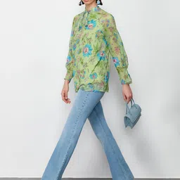 Trendyol Floral Printed Tie-Up Neck Tunic image 4