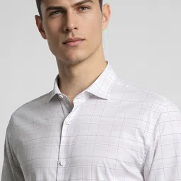 peter england Men Super Slim Fit Checkered Formal Shirt image 5