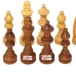 buzykart Wooden Chess Handmade Small Chess Pieces 10 Inches Strategy & War Board Game image 3