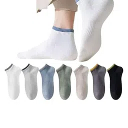 krishti Ankle Length Socks For Men And Women - Pack Of 7 Multicoloured Cotton Socks - Free Size image 1