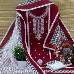 vineedarsh Unstitched Cotton Blend Salwar Suit Material Self Design-picture-12