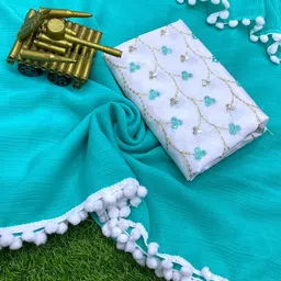 Solid/Plain Bollywood Viscose Rayon Saree-image-97