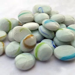 zeinoo Milky White Glass Stones/Pebbles for Home, Garden Decor, Vase Filler Regular Asymmetrical Crystal Pebbles image 2