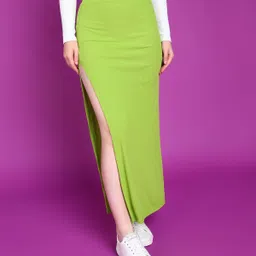 metronaut Women Solid A-line Green Skirt image 1