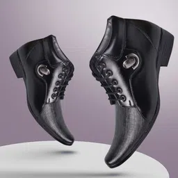 aadi Black Synthetic Leather Lace up Outdoor Lightweight Casual Shoes Party Wear Shoes For Men image 5