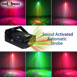 Daily Needs Shop LED Strobe Stage Light Sound Laser Projector With 12 Modes Effects image 5