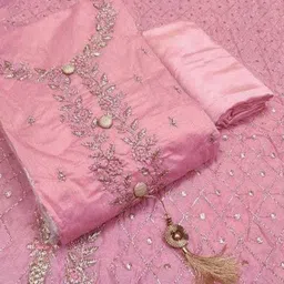 pandadisaree Unstitched Chanderi Salwar Suit Material Embroidered-picture-20