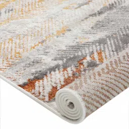 sapana carpet-mats Cream & Orange Abstract Polyester 3 x 5 Feet Machine Made Carpet image 5